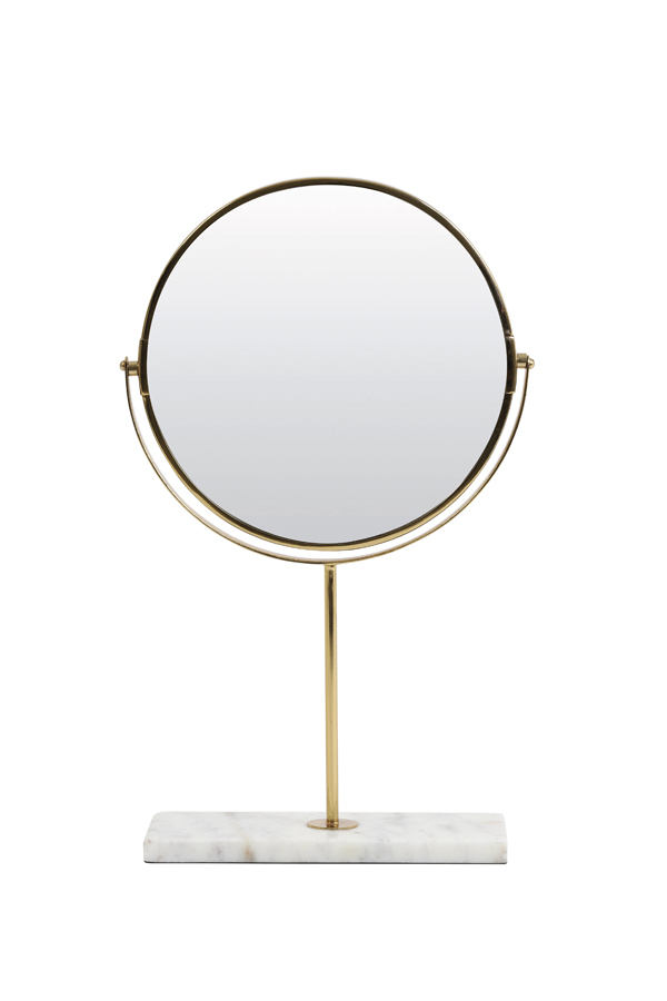 Light&Living Tischspiegel Marmor Weiß/Gold 40cm