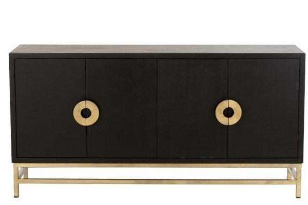 Sideboard Design Schwarz /Gold 160cm Mangoholz