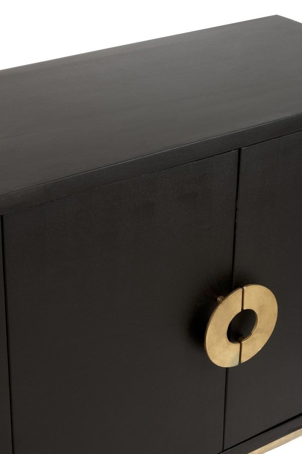 Sideboard Design Schwarz /Gold 160cm Mangoholz