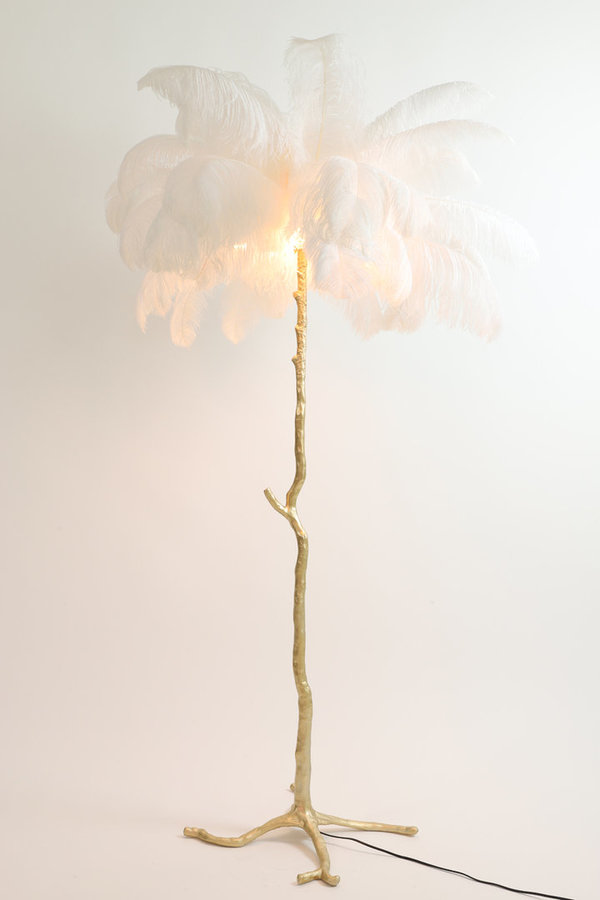 Light&Living Stehleuchte Federn Weiss 180cm
