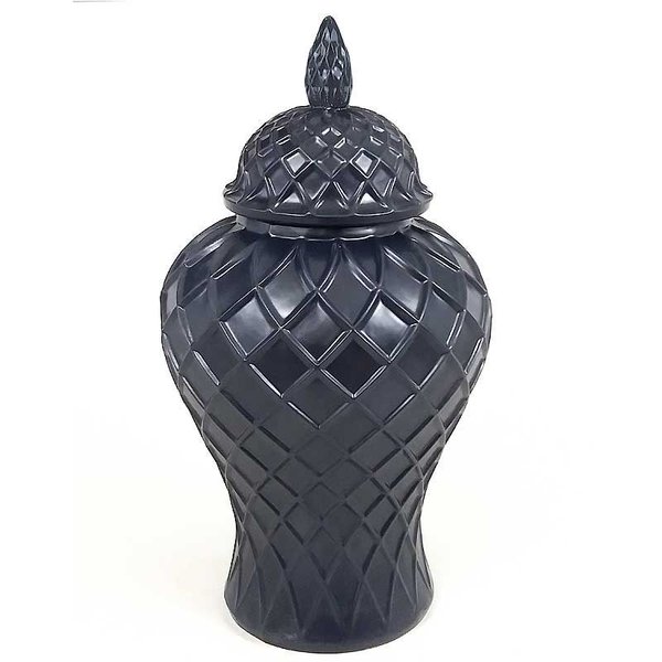 Hazenkamp Vase mit Deckel Schwarz 52cm