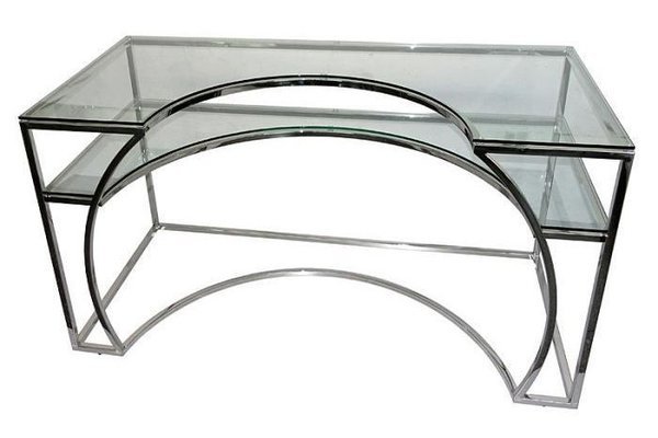 Hazenkamp Schreibtisch Glas/Silber 140cm