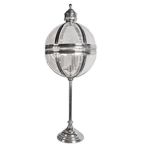 Hazenkamp Tischlampe Glaskugel Silber 112cm