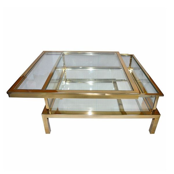 Hazenkamp Couchtisch Glas/Edelstahl Gold 100x100cm