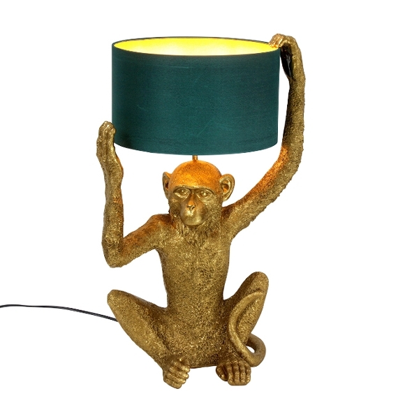 Tischlampe Monkey Affe Gold/Petrol 57cm