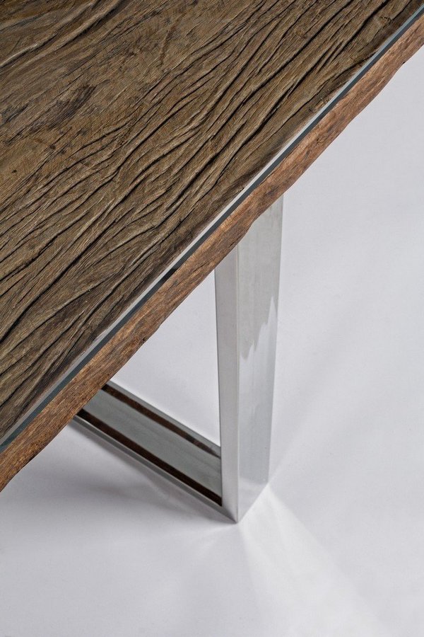 Esstisch Holz/Edelstahl mit Glasplatte 180x100cm