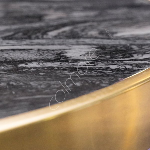 Colmore Esstisch Marmorlook Gold/Grau/Weiss  70x70cm