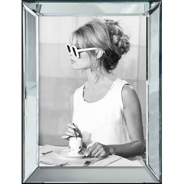 Hazenkamp Wandbild Spiegelglas Brigitte Bardot Cup of Coffee 90x70cm