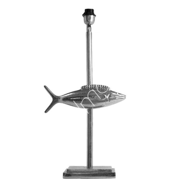Colmore Tischlampe Fisch 70cm ALU/RAW Silber