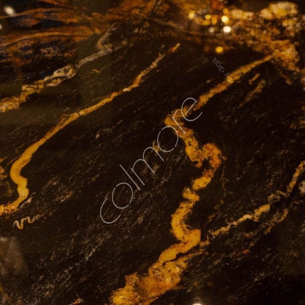 Colmore Esstisch Marmoroptik Schwarz/Gold 200cm