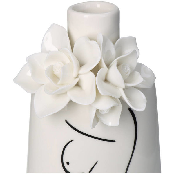 Vase Lady Body Flower Weiß/Schwarz 25cm