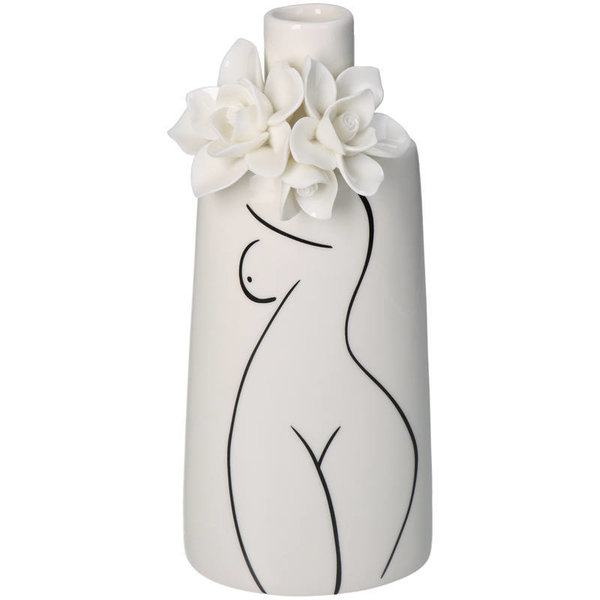 Vase Lady Body Flower Weiß/Schwarz 25cm