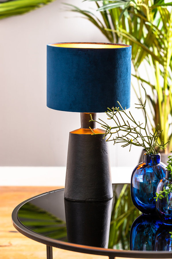 Light&Living Lampenschirm Velours Blau 25cm