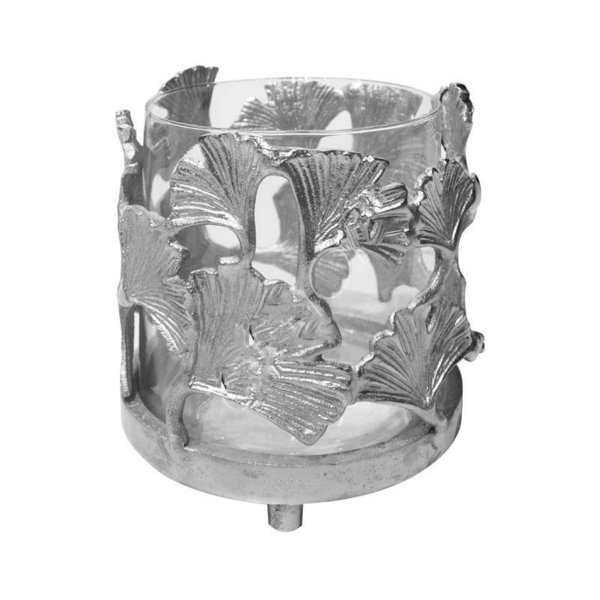 Colmore Windlicht Ginkoblatt Silver 14cm