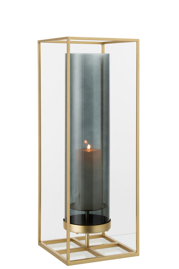 Kerzenhalter/Windlicht Gold/Glas 55cm