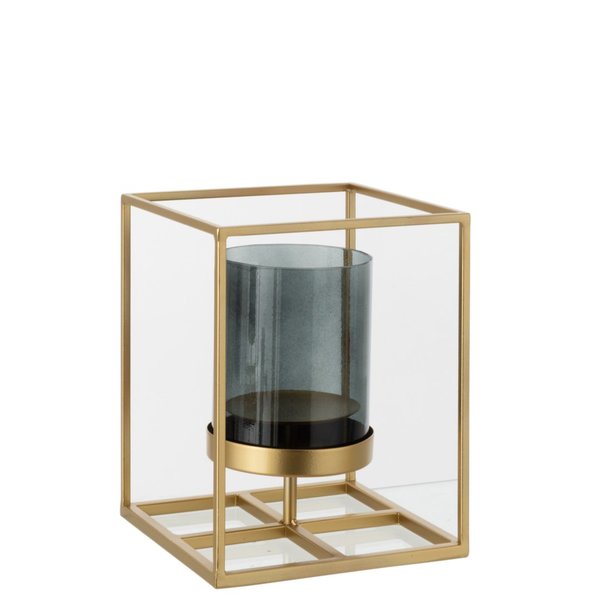 Kerzenhalter/Windlicht Gold/Glas 25cm