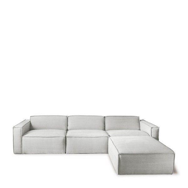 Riviera Maison The Jagger 3,5 Seater & Footstool Washed Cotton Ash Grey