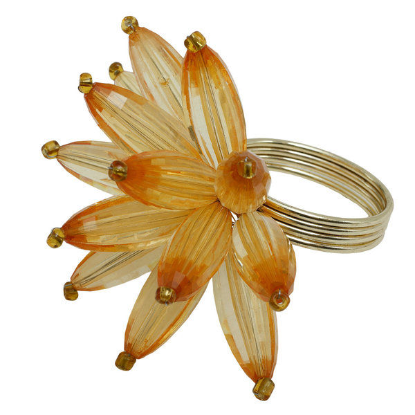 Kristall-Flower Serviettenring Bernstein Gold